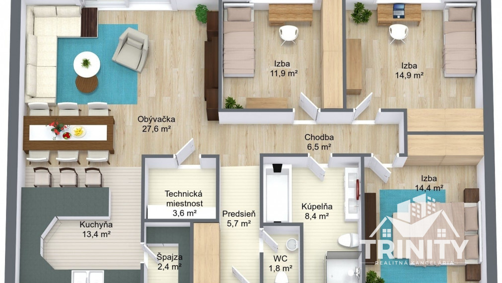 Na predaj 4-izbová novostavba rodinného domu v obci Semerovo