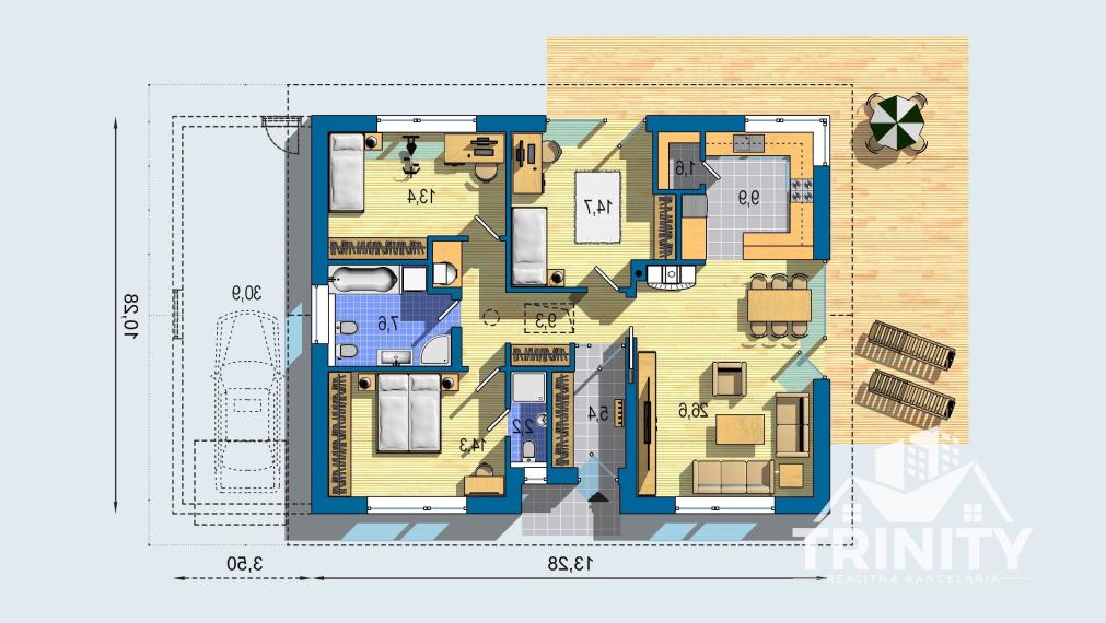 Na predaj novostavba 4-izbového rodinného domu s garážou a terasou v Nových Zámkoch