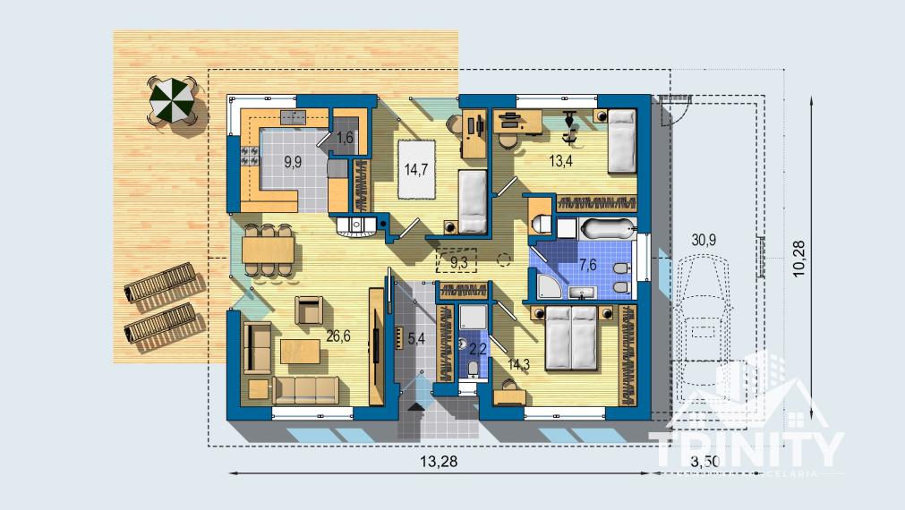 Na predaj novostavba 4-izbového rodinného domu s garážou a terasou v Nových Zámkoch