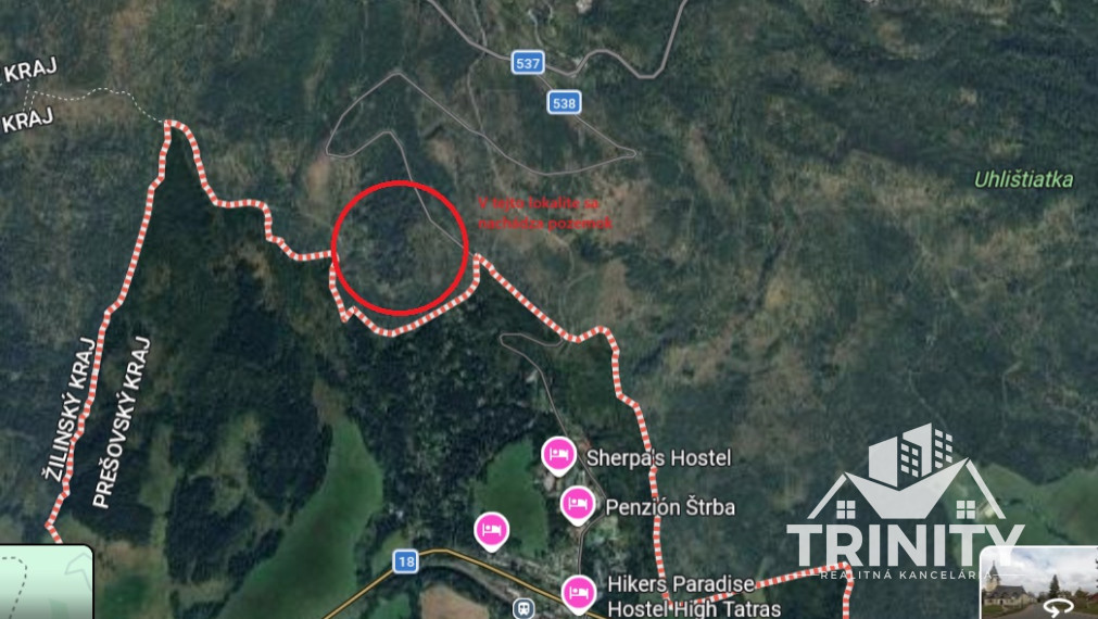 Na predaj investičný stavebný pozemok - Tatranská Štrba - Lieskovec