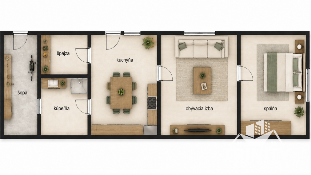 EXKLUZÍVNE - Na predaj 2-izbový zariadený rodinný dom v obci Komjatice